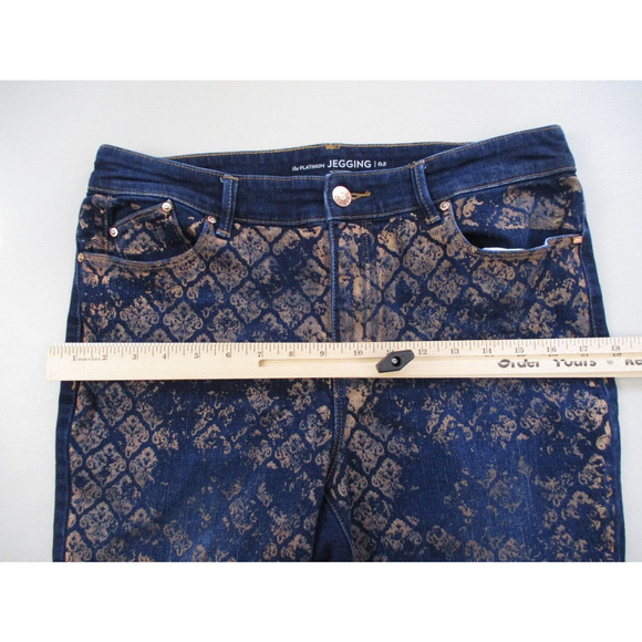 Chicos The Platinum Jegging Jeans Size 0.5 Small 6 Gold Coated Dark Wash 32x27 - Picture 6 of 14
